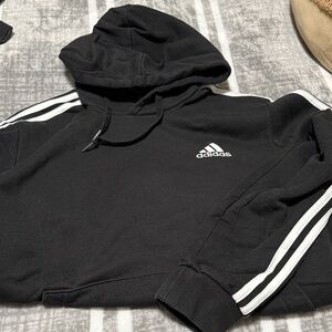 Adidas Men's Black Sweater with White Stripes